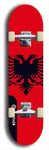 North American maple skateboard deck designed by underground artist BellyRash -- available in widths between 7.5 to 8.5 inches in both mellow concave and steep concave shapes. Artwork : 	Albania	flag skateboard deck																				