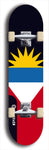 North American maple skateboard deck designed by underground artist BellyRash -- available in widths between 7.5 to 8.5 inches in both mellow concave and steep concave shapes. Artwork : 	Antigua and Barbuda	flag skateboard deck																				