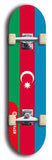 North American maple skateboard deck designed by underground artist BellyRash -- available in widths between 7.5 to 8.5 inches in both mellow concave and steep concave shapes. Artwork : 	Azerbaijan	flag skateboard deck																				