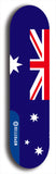 North American maple skateboard deck designed by underground artist BellyRash -- available in widths between 7.5 to 8.5 inches in both mellow concave and steep concave shapes. Artwork : 	Australia	flag skateboard deck																				