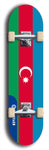 North American maple skateboard deck designed by underground artist BellyRash -- available in widths between 7.5 to 8.5 inches in both mellow concave and steep concave shapes. Artwork : 	Azerbaijan	flag skateboard deck																				