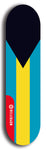 North American maple skateboard deck designed by underground artist BellyRash -- available in widths between 7.5 to 8.5 inches in both mellow concave and steep concave shapes. Artwork : 	Bahamas	flag skateboard deck																				