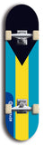 North American maple skateboard deck designed by underground artist BellyRash -- available in widths between 7.5 to 8.5 inches in both mellow concave and steep concave shapes. Artwork : 	Bahamas	flag skateboard deck																				