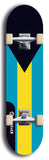 North American maple skateboard deck designed by underground artist BellyRash -- available in widths between 7.5 to 8.5 inches in both mellow concave and steep concave shapes. Artwork : 	Bahamas	flag skateboard deck																				