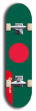 North American maple skateboard deck designed by underground artist BellyRash -- available in widths between 7.5 to 8.5 inches in both mellow concave and steep concave shapes. Artwork : 	Bangladesh	flag skateboard deck																				