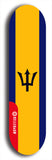 North American maple skateboard deck designed by underground artist BellyRash -- available in widths between 7.5 to 8.5 inches in both mellow concave and steep concave shapes. Artwork : 	Barbados	flag skateboard deck																				