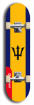 North American maple skateboard deck designed by underground artist BellyRash -- available in widths between 7.5 to 8.5 inches in both mellow concave and steep concave shapes. Artwork : 	Barbados	flag skateboard deck																				