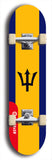 North American maple skateboard deck designed by underground artist BellyRash -- available in widths between 7.5 to 8.5 inches in both mellow concave and steep concave shapes. Artwork : 	Barbados	flag skateboard deck																				