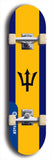 North American maple skateboard deck designed by underground artist BellyRash -- available in widths between 7.5 to 8.5 inches in both mellow concave and steep concave shapes. Artwork : 	Barbados	flag skateboard deck																				