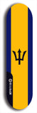 North American maple skateboard deck designed by underground artist BellyRash -- available in widths between 7.5 to 8.5 inches in both mellow concave and steep concave shapes. Artwork : 	Barbados	flag skateboard deck																				