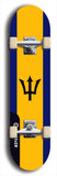 North American maple skateboard deck designed by underground artist BellyRash -- available in widths between 7.5 to 8.5 inches in both mellow concave and steep concave shapes. Artwork : 	Barbados	flag skateboard deck																				