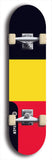 North American maple skateboard deck designed by underground artist BellyRash -- available in widths between 7.5 to 8.5 inches in both mellow concave and steep concave shapes. Artwork : 	Belgium	flag skateboard deck																				