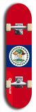 North American maple skateboard deck designed by underground artist BellyRash -- available in widths between 7.5 to 8.5 inches in both mellow concave and steep concave shapes. Artwork : 	Belize	flag skateboard deck																				