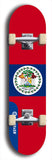 North American maple skateboard deck designed by underground artist BellyRash -- available in widths between 7.5 to 8.5 inches in both mellow concave and steep concave shapes. Artwork : 	Belize	flag skateboard deck																				