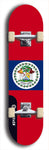 North American maple skateboard deck designed by underground artist BellyRash -- available in widths between 7.5 to 8.5 inches in both mellow concave and steep concave shapes. Artwork : 	Belize	flag skateboard deck																				