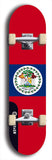 North American maple skateboard deck designed by underground artist BellyRash -- available in widths between 7.5 to 8.5 inches in both mellow concave and steep concave shapes. Artwork : 	Belize	flag skateboard deck																				
