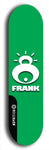 Limited edition, North American maple skateboard deck designed by underground artist BellyRash -- available in widths 7.5 to 8.5 inches in both mellow concave and steep concave shapes. Artwork: FRANK brand popsicle-shaped skateboard deck with large white FRANK logo on blue background