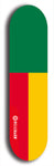 North American maple skateboard deck designed by underground artist BellyRash -- available in widths between 7.5 to 8.5 inches in both mellow concave and steep concave shapes. Artwork : 	Benin	flag skateboard deck																				