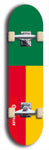 North American maple skateboard deck designed by underground artist BellyRash -- available in widths between 7.5 to 8.5 inches in both mellow concave and steep concave shapes. Artwork : 	Benin	flag skateboard deck																				