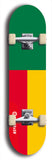 North American maple skateboard deck designed by underground artist BellyRash -- available in widths between 7.5 to 8.5 inches in both mellow concave and steep concave shapes. Artwork : 	Benin	flag skateboard deck																				