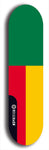 North American maple skateboard deck designed by underground artist BellyRash -- available in widths between 7.5 to 8.5 inches in both mellow concave and steep concave shapes. Artwork : 	Benin	flag skateboard deck																				