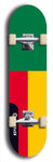 North American maple skateboard deck designed by underground artist BellyRash -- available in widths between 7.5 to 8.5 inches in both mellow concave and steep concave shapes. Artwork : 	Benin	flag skateboard deck																				