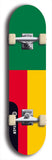 North American maple skateboard deck designed by underground artist BellyRash -- available in widths between 7.5 to 8.5 inches in both mellow concave and steep concave shapes. Artwork : 	Benin	flag skateboard deck																				