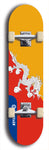 North American maple skateboard deck designed by underground artist BellyRash -- available in widths between 7.5 to 8.5 inches in both mellow concave and steep concave shapes. Artwork : 	Bhutan	flag skateboard deck																				