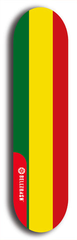 North American maple skateboard deck designed by underground artist BellyRash -- available in widths between 7.5 to 8.5 inches in both mellow concave and steep concave shapes. Artwork : 	Bolivia	flag skateboard deck																				