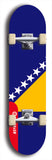North American maple skateboard deck designed by underground artist BellyRash -- available in widths between 7.5 to 8.5 inches in both mellow concave and steep concave shapes. Artwork : 	Bosnia and Herzegovina	flag skateboard deck																				