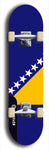 North American maple skateboard deck designed by underground artist BellyRash -- available in widths between 7.5 to 8.5 inches in both mellow concave and steep concave shapes. Artwork : 	Bosnia and Herzegovina	flag skateboard deck																				