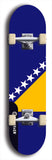 North American maple skateboard deck designed by underground artist BellyRash -- available in widths between 7.5 to 8.5 inches in both mellow concave and steep concave shapes. Artwork : 	Bosnia and Herzegovina	flag skateboard deck																				