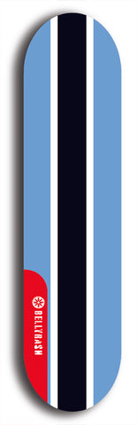 North American maple skateboard deck designed by underground artist BellyRash -- available in widths between 7.5 to 8.5 inches in both mellow concave and steep concave shapes. Artwork : 	Botswana	flag skateboard deck																				