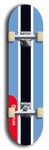 North American maple skateboard deck designed by underground artist BellyRash -- available in widths between 7.5 to 8.5 inches in both mellow concave and steep concave shapes. Artwork : 	Botswana	flag skateboard deck																				
