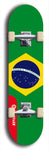 North American maple skateboard deck designed by underground artist BellyRash -- available in widths between 7.5 to 8.5 inches in both mellow concave and steep concave shapes. Artwork : 	Brazil	flag skateboard deck																				