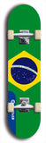 North American maple skateboard deck designed by underground artist BellyRash -- available in widths between 7.5 to 8.5 inches in both mellow concave and steep concave shapes. Artwork : 	Brazil	flag skateboard deck																				