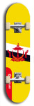 North American maple skateboard deck designed by underground artist BellyRash -- available in widths between 7.5 to 8.5 inches in both mellow concave and steep concave shapes. Artwork : 	Brunei	flag skateboard deck																				