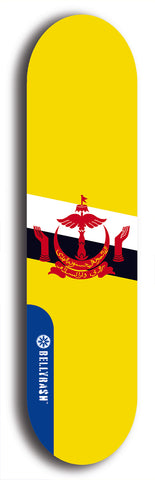 North American maple skateboard deck designed by underground artist BellyRash -- available in widths between 7.5 to 8.5 inches in both mellow concave and steep concave shapes. Artwork : 	Brunei	flag skateboard deck																				