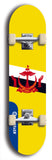 North American maple skateboard deck designed by underground artist BellyRash -- available in widths between 7.5 to 8.5 inches in both mellow concave and steep concave shapes. Artwork : 	Brunei	flag skateboard deck																				