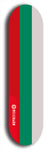 North American maple skateboard deck designed by underground artist BellyRash -- available in widths between 7.5 to 8.5 inches in both mellow concave and steep concave shapes. Artwork : 	Bulgaria	flag skateboard deck																				
