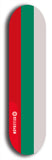 North American maple skateboard deck designed by underground artist BellyRash -- available in widths between 7.5 to 8.5 inches in both mellow concave and steep concave shapes. Artwork : 	Bulgaria	flag skateboard deck																				