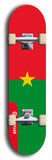 North American maple skateboard deck designed by underground artist BellyRash -- available in widths between 7.5 to 8.5 inches in both mellow concave and steep concave shapes. Artwork : 	Burkina Faso	flag skateboard deck																				