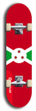 North American maple skateboard deck designed by underground artist BellyRash -- available in widths between 7.5 to 8.5 inches in both mellow concave and steep concave shapes. Artwork : 	Burundi	flag skateboard deck																				