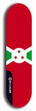 North American maple skateboard deck designed by underground artist BellyRash -- available in widths between 7.5 to 8.5 inches in both mellow concave and steep concave shapes. Artwork : 	Burundi	flag skateboard deck																				