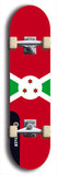 North American maple skateboard deck designed by underground artist BellyRash -- available in widths between 7.5 to 8.5 inches in both mellow concave and steep concave shapes. Artwork : 	Burundi	flag skateboard deck																				
