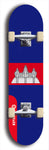 North American maple skateboard deck designed by underground artist BellyRash -- available in widths between 7.5 to 8.5 inches in both mellow concave and steep concave shapes. Artwork : 	Cambodia	flag skateboard deck																				