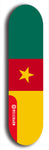North American maple skateboard deck designed by underground artist BellyRash -- available in widths between 7.5 to 8.5 inches in both mellow concave and steep concave shapes. Artwork : 	Cameroon	flag skateboard deck																				
