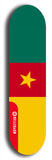 North American maple skateboard deck designed by underground artist BellyRash -- available in widths between 7.5 to 8.5 inches in both mellow concave and steep concave shapes. Artwork : 	Cameroon	flag skateboard deck																				