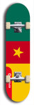 North American maple skateboard deck designed by underground artist BellyRash -- available in widths between 7.5 to 8.5 inches in both mellow concave and steep concave shapes. Artwork : 	Cameroon	flag skateboard deck																				