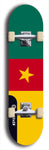 North American maple skateboard deck designed by underground artist BellyRash -- available in widths between 7.5 to 8.5 inches in both mellow concave and steep concave shapes. Artwork : 	Cameroon	flag skateboard deck																				